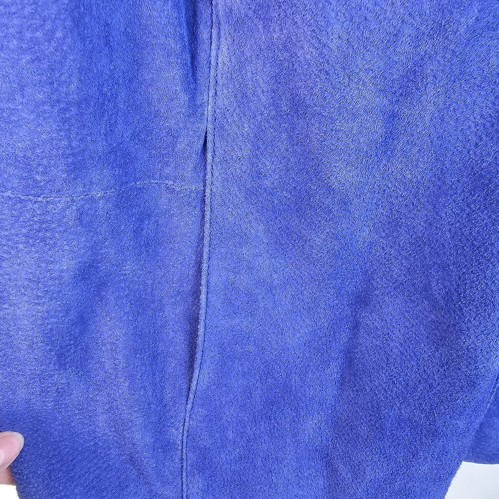 Jessica London Blue Suede Leather Ribbed Knit Full Zip Jacket Women 30/32 US 3X - Picture 3 of 11